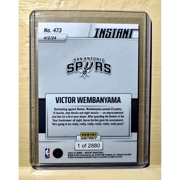 Victor Wembanyama 2023-24 Panini #473 NBA Rookie Card 1 of 2880 - Picture 2 of 2